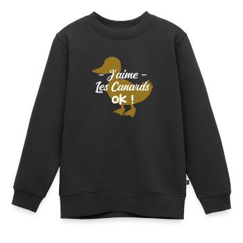 J'aime les canards Ok ! - Sweat Premium enfant bio - noir - Devant - AI Model Kid Female (0cm)
