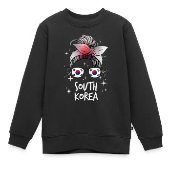 Corée du Sud - Sweat Premium enfant bio - noir - Devant - AI Model Kid Female (0cm)