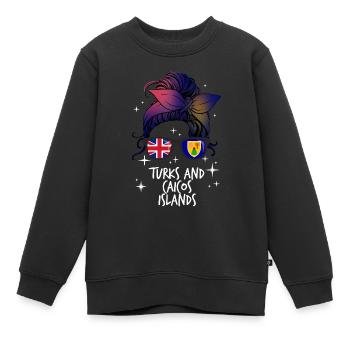Turks and Caicos Islands - Kids Premium Organic Sweatshirt - black - Front - AI Model Kid Female (0cm)