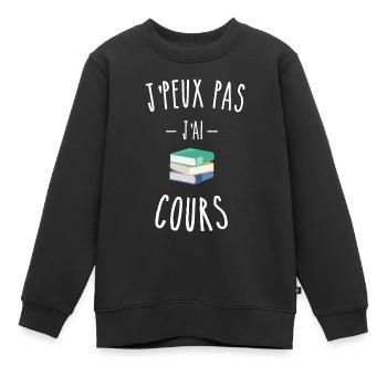 je peux pas j'ai cours - école - lycée - Sweat Premium enfant bio - noir - Devant - AI Model Kid Female (0cm)