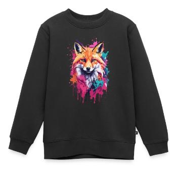 Fox Awesome Dog in Colorful and Cool Design - Kids Premium Organic Sweatshirt - black - Front - AI Model Kid Female (0cm)