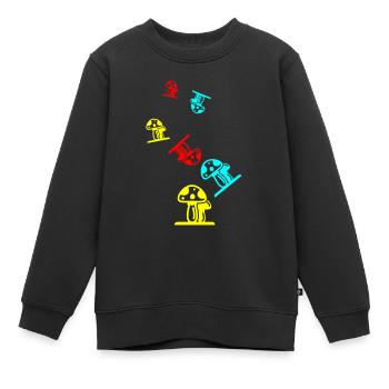 Symbole des champignons - Sweat Premium enfant bio - noir - Devant - AI Model Kid Female (0cm)