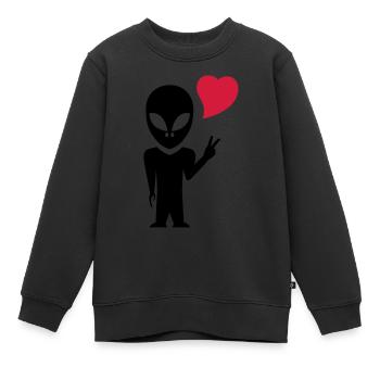alien_love - Kinder Premium Organic Sweatshirt - Schwarz - Vorne - AI Model Kid Female (0cm)