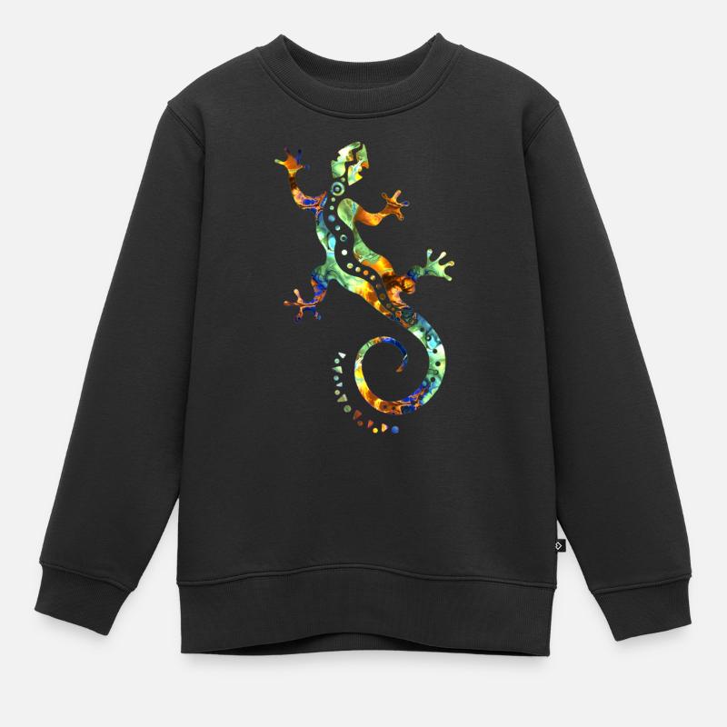GECKO abstrakt bunt - Kinder Premium Organic Sweatshirt - Schwarz