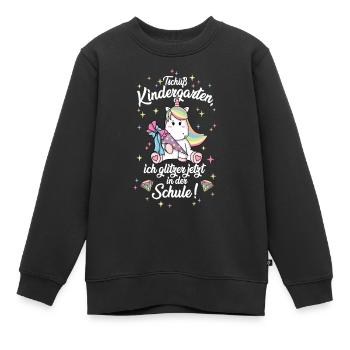 Tschüss Kindergarten Einhorn Einschulung - Kinder Premium Organic Sweatshirt - Schwarz - Vorne - AI Model Kid Female (0cm)