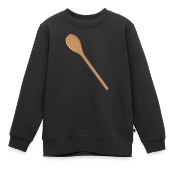 Cuillères en bois Cuillères de cuisine pour vos propres textes et recettes - Sweat Premium enfant bio - noir - Devant - AI Model Kid Female (0cm)
