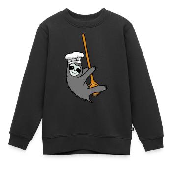 Fleißig Faultier Küche kochen Kochlöffel Hobbykoch - Kinder Premium Organic Sweatshirt - Schwarz - Vorne - AI Model Kid Female (0cm)