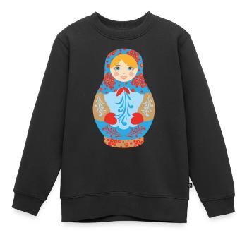 Matryochka cadeau poupée URSS Russie - Sweat Premium enfant bio - noir - Devant - AI Model Kid Female (0cm)