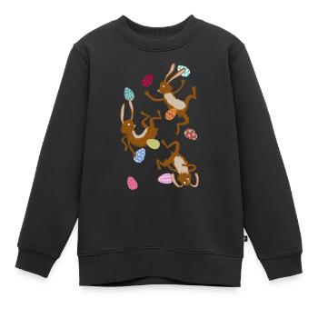 fallende Osterhasen - Kinder Premium Organic Sweatshirt - Schwarz - Vorne - AI Model Kid Female (0cm)