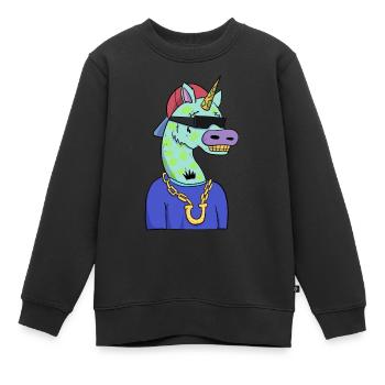 Gangster Einhorn Unicorn - Kinder Premium Organic Sweatshirt - Schwarz - Vorne - AI Model Kid Female (0cm)