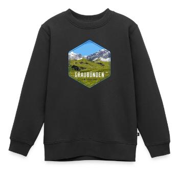 Panorama alpin des Grisons - Sweat Premium enfant bio - noir - Devant - AI Model Kid Female (0cm)