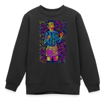 FußballMulticolor - Kinder Premium Organic Sweatshirt - Schwarz - Vorne - AI Model Kid Female (0cm)