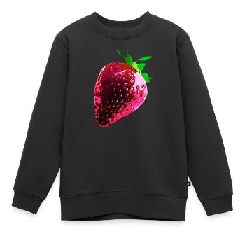 Fraise, fraise rouge, pop art, abstrait, rouge - Sweat Premium enfant bio - noir - Devant - AI Model Kid Female (0cm)
