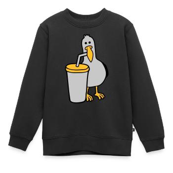 Möwe trinkt Cola Getränk - Kinder Premium Organic Sweatshirt - Schwarz - Vorne - AI Model Kid Female (0cm)