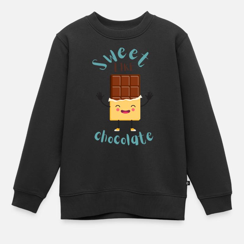 doux comme des dictons au chocolat au chocolat - Sweat Premium enfant bio - noir