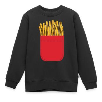 Pommes Frites Pommes Liebhaber Pommes Fritten Gesc - Kinder Premium Organic Sweatshirt - Schwarz - Vorne - AI Model Kid Female (0cm)