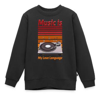 Musik ist meine Liebessprache - Kinder Premium Organic Sweatshirt - Schwarz - Vorne - AI Model Kid Female (0cm)