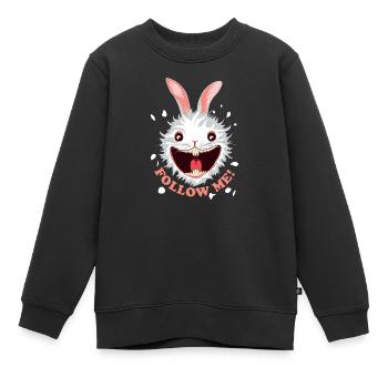 Folge mir! | Folge dem weißen Kaninchen - Kinder Premium Organic Sweatshirt - Schwarz - Vorne - AI Model Kid Female (0cm)