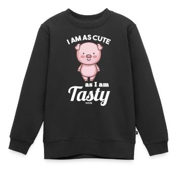 Je suis aussi mignonne que délicieuse - Sweat Premium enfant bio - noir - Devant - AI Model Kid Female (0cm)