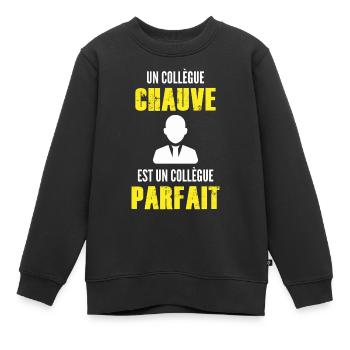un collègue chauve est un collègue parfait - Sweat Premium enfant bio - noir - Devant - AI Model Kid Female (0cm)