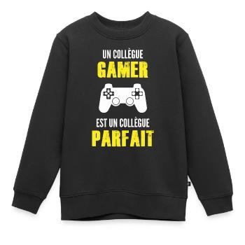 un collègue gamer est un collègue parfait - Sweat Premium enfant bio - noir - Devant - AI Model Kid Female (0cm)