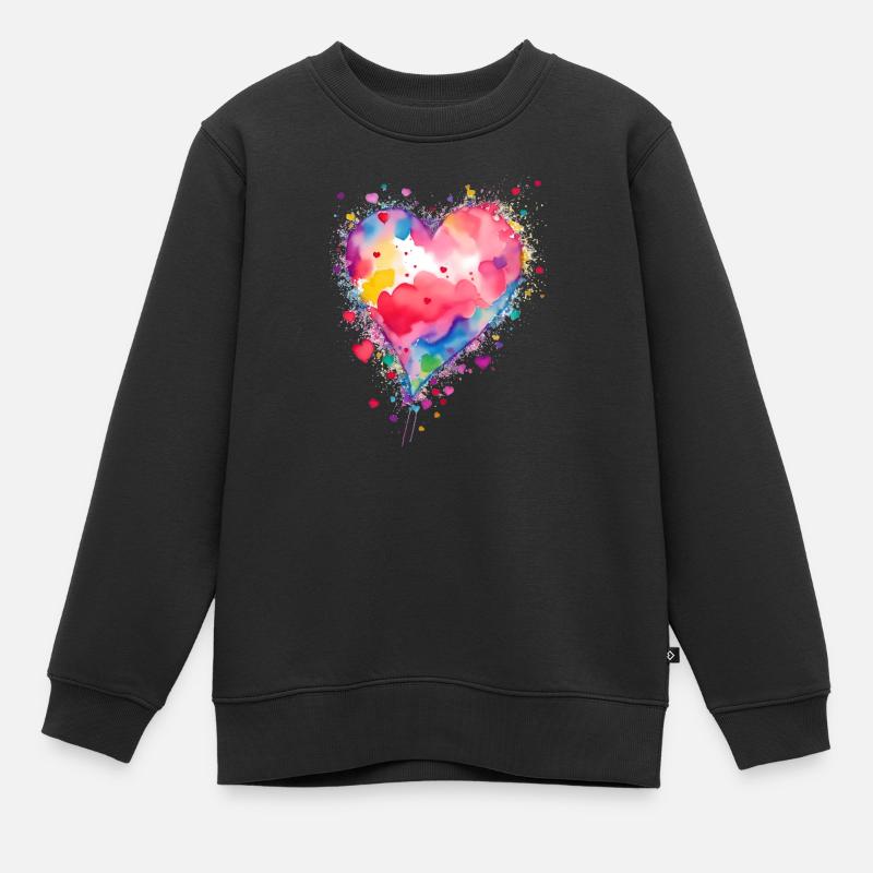 Herz - Kinder Premium Organic Sweatshirt - Schwarz