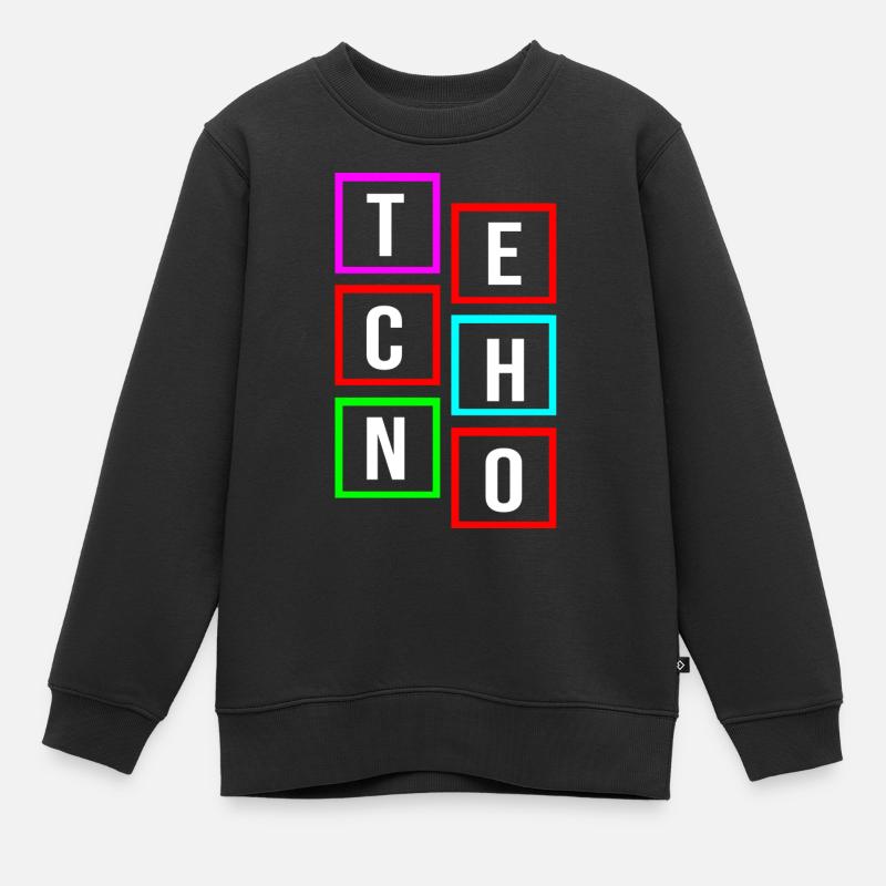 Techno-Logo - Kinder Premium Organic Sweatshirt - Schwarz