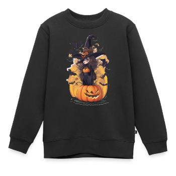 Helloween Kürbis Hexe - Kinder Premium Organic Sweatshirt - Schwarz - Vorne - AI Model Kid Female (0cm)