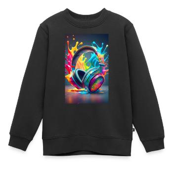 Casque coloré - Sweat Premium enfant bio - noir - Devant - AI Model Kid Female (0cm)