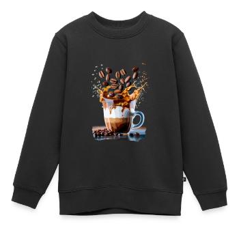CAFÉ - Kinder Premium Organic Sweatshirt - Schwarz - Vorne - AI Model Kid Female (0cm)