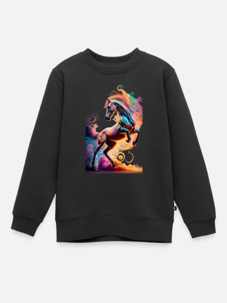 cheval coloré - Sweat Premium enfant bio - noir