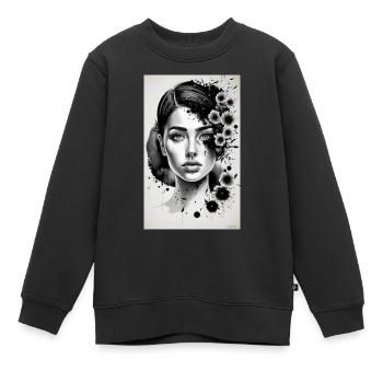 schwarz-weiße Frau - Kinder Premium Organic Sweatshirt - Schwarz - Vorne - AI Model Kid Female (0cm)