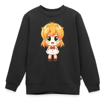 Manga Bande Dessinée Fille - Sweat Premium enfant bio - noir - Devant - AI Model Kid Female (0cm)
