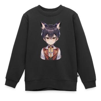 Manga Figur - Kinder Premium Organic Sweatshirt - Schwarz - Vorne - AI Model Kid Female (0cm)