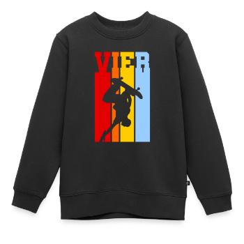 Vier Jahre alt - Alter - Geburtstag - Skater - Kinder Premium Organic Sweatshirt - Schwarz - Vorne - AI Model Kid Female (0cm)