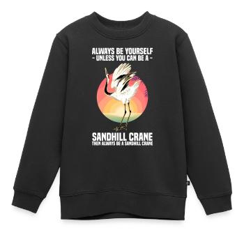 Kranich - Kinder Premium Organic Sweatshirt - Schwarz - Vorne - AI Model Kid Female (0cm)