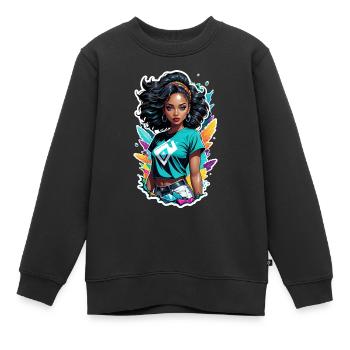 Afro Frau - Schönheit - Kinder Premium Organic Sweatshirt - Schwarz - Vorne - AI Model Kid Female (0cm)