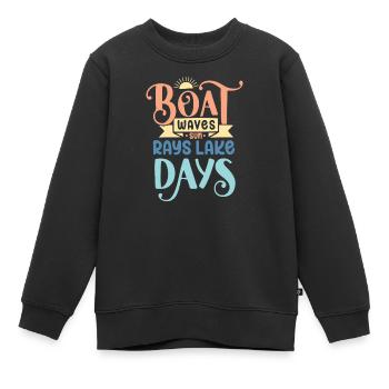 Bateau Vagues Soleil Rayons Lac Jours - Sweat Premium enfant bio - noir - Devant - AI Model Kid Female (0cm)