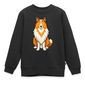 Alert Shetland Schäferhund Digitale Kunst - Kinder Premium Organic Sweatshirt - Schwarz - Vorne - AI Model Kid Female (0cm)