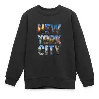 COLLAGE DE LA VILLE DE NEW YORK - Sweat Premium enfant bio - noir - Devant - AI Model Kid Female (0cm)