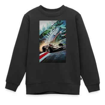 Racerbil - Premium børne sweatshirt økologisk - sort - Foran - AI Model Kid Female (0cm)