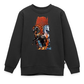 Elementares Pferd: Feuer- und Wasserpferd - Kinder Premium Organic Sweatshirt - Schwarz - Vorne - AI Model Kid Female (0cm)