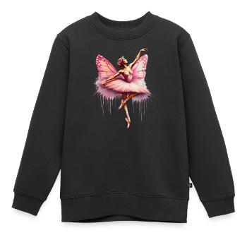 Ballerina mit Schmetterlingsflügeln, Schmetterlingen, Tutu - Kinder Premium Organic Sweatshirt - Schwarz - Vorne - AI Model Kid Female (0cm)