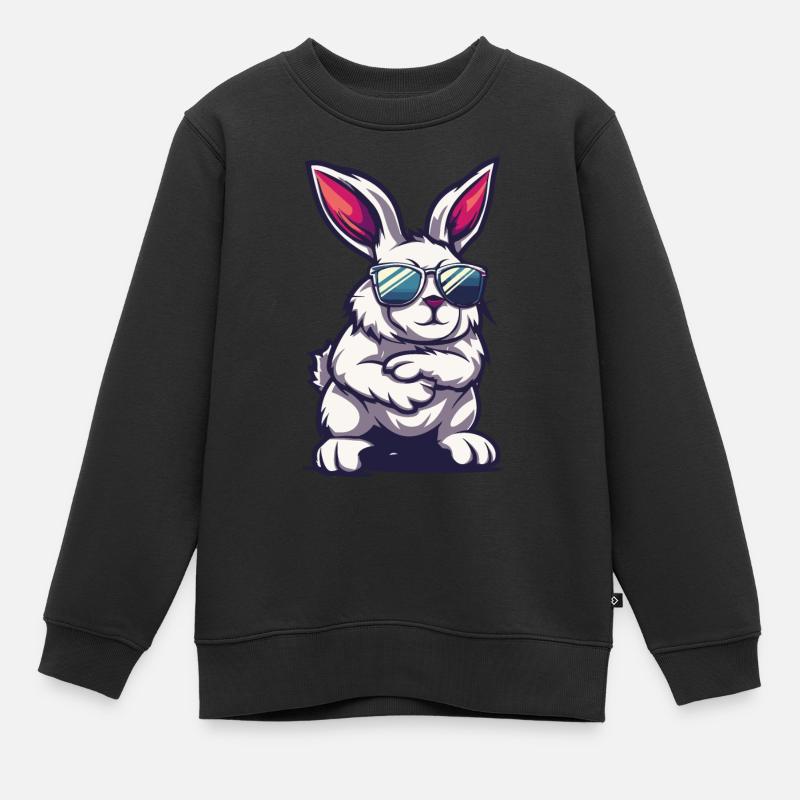 Lapin Bande Dessinée Cool - Sweat Premium enfant bio - noir