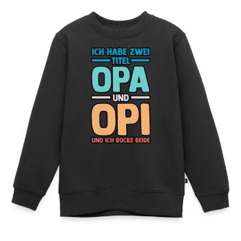 J’ai deux titres : Papi et Maman - Sweat Premium enfant bio - noir - Devant - AI Model Kid Female (0cm)