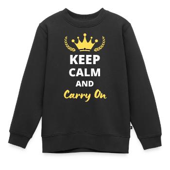 Bleiben Sie ruhig und machen Sie weiter - Kinder Premium Organic Sweatshirt - Schwarz - Vorne - AI Model Kid Female (0cm)