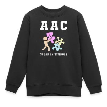 Communication AAC Langue des signes SLP - Sweat Premium enfant bio - noir - Devant - AI Model Kid Female (0cm)