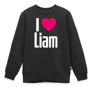 I Love Liam Pinkes Herz Ich liebe Liam - Kinder Premium Organic Sweatshirt - Schwarz - Vorne - AI Model Kid Female (0cm)