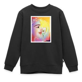 Profil coloré qui sirote - Sweat Premium enfant bio - noir - Devant - AI Model Kid Female (0cm)