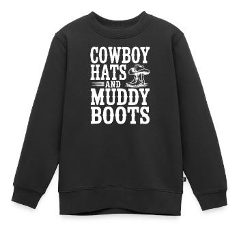 Cowboyhüte und matschige Stiefel - Kinder Premium Organic Sweatshirt - Schwarz - Vorne - AI Model Kid Female (0cm)
